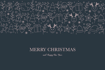 Christmas card with ornaments and wishes. Vector