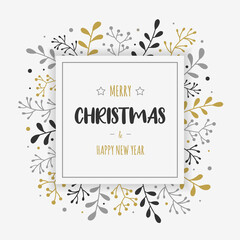 Fototapeta na wymiar Design of Christmas card with wishes. Xmas background with calligraphy. Vector