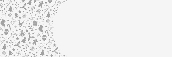 Christmas banner with icons and copyspace. Xmas decoration. Vector