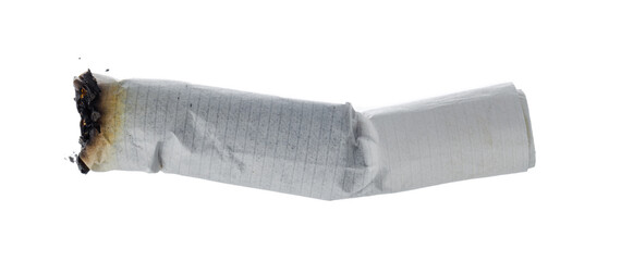Extinguished butt of cigarette isolated on white