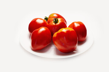 Several ripe tomato fruits isolated for collage