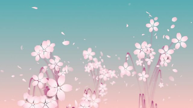 咲き盛る桜_グラデーション背景1