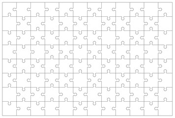Transparent jigsaw puzzle of 96 pieces. Vector illustration.