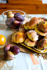 Stack of delicious homemade plum buns