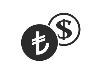 turkish lira to dollar currency exchange icon. money and banking transfer symbol