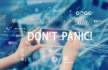 Dont Panic theme with person using a smartphone