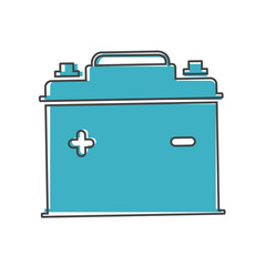 Vector icon car battery cartoon style on white isolated background.