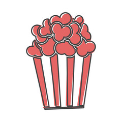 Popcorn vector icon. Box of popcorn cartoon style on white isolated background.