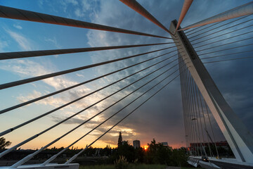 Vie‪w across the Millenium Bridge at dusk,Podgorica,Montenegro.