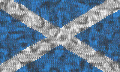 Detailed Illustration of a Knitted Flag of Scotland