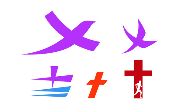 set of  christian cross icons isolated