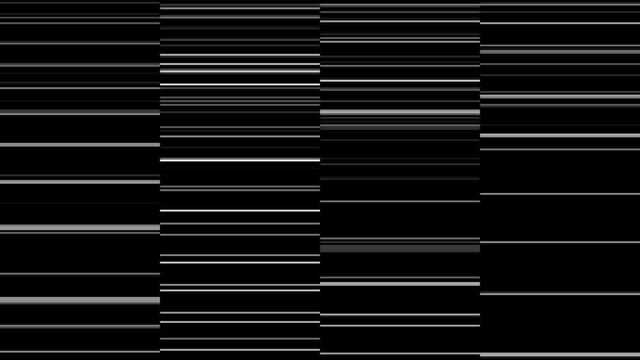 Four columns of black and white stripes thin horizontal lines. Abstract looping background.