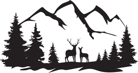 vector deer in the wilderness