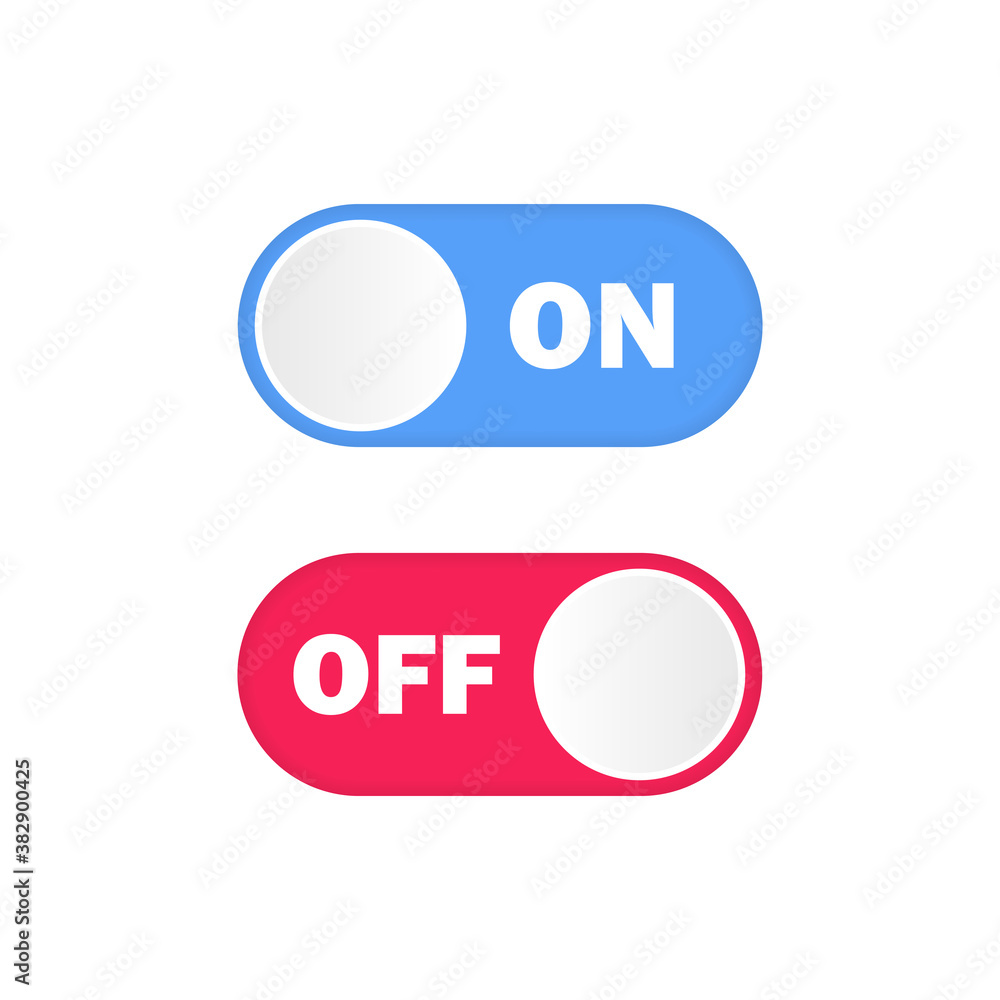 Poster on and off button. toggle switch. vector eps 10. isolated on white background