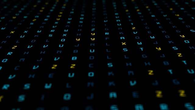 encrypted fast long scrolling programming security hacking code data flow stream on black white display new quality numbers letters coding techno joyful video 4k stock footage