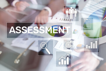 Assessment Analysis Analytics Technology concept on Business Background.