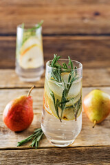 Pear rosemary cocktail with fresh pears