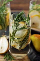 Pear rosemary cocktail with fresh pears