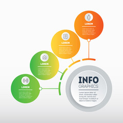 Template of diagram. Infographic of technological or education process with 4 steps. Brochure design template. Quarterly report. Business presentation concept with four options. Vector.