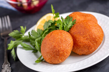 Traditional Turkish Food; Stuffed Meatballs, Turkish known as 