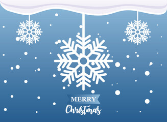 Naklejka na ściany i meble merry christmas label with snowflakes