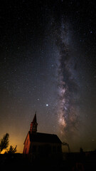 Fototapeta na wymiar Milky Way over the Rock Church