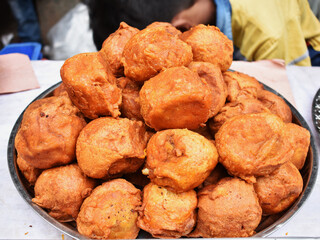 Big Potato fries delicious famous iftar item: Street junk food or fast food closeup view