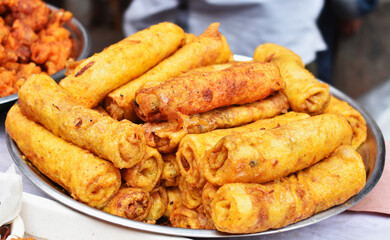 delicious chicken roll: Street junk food closeup view at Dhaka