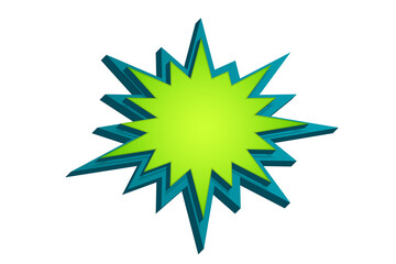 3d comic text speech bubble for text isolated on white background. Icon dialog cloud for message. Geometric graphic business presentation idea. Empty green comics note speech bubble cloud.