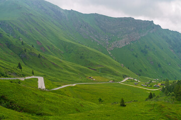 Mountain landscape along the road to Fedaia pass, Dolomites