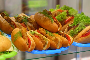 sandwiches with meat and vegetables