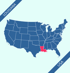 Louisiana highlighted on USA map