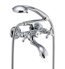 Water tap, Two handles bath faucet. Isolated, white background