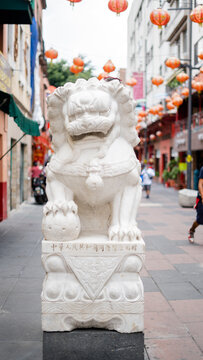 Stone Statue of a Chinese Dragon in Chinatown