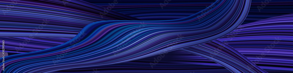 Poster Abstract banner with colorful shapes. Fluid and wavy threads.