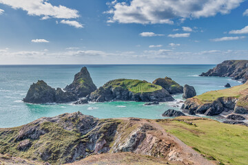 Kynance Cove in Cornwall England on a sunny day