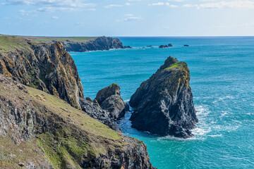 Kynance Cove in Cornwall England on a sunny day
