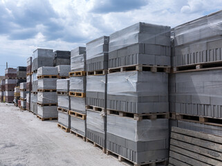 Industrial production of building cement pressed materials. High quality hollow concrete block or...