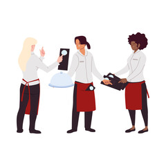 Waiters in uniform with the menu to take the order