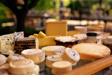 Well stocked cheese platter