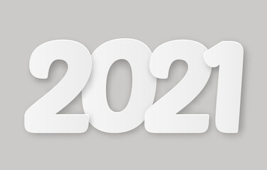 Vector Illustration 2021 HAPPY NEW YEAR with 3d realistic numbers. Typography print poster, holiday decoration background, seasonal flyer, invitation, greeting merry christmas card
