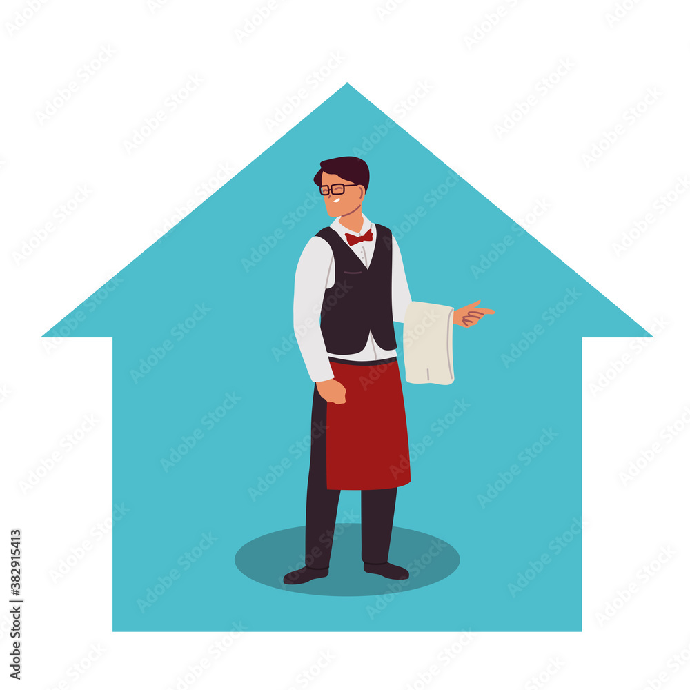 Canvas Prints waiter in uniform at home