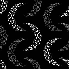 Vector seamless pattern with white moons on black sky. Night vector pattern with dark sky and moons for wallpaper and other design