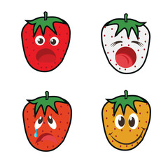Strawberry fruit vector, this fruit character can be used as a sticker