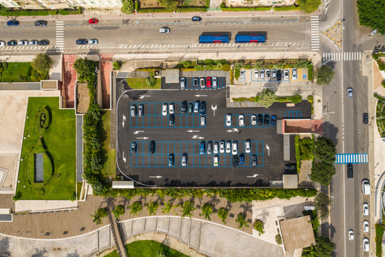 Aerial view of urban setting in the city of Cagliari in Sardinia, Italy.