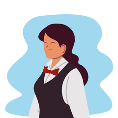 woman waitress with uniform of the site
