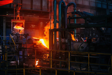 Metal processing in the foundry at the metallurgical plant