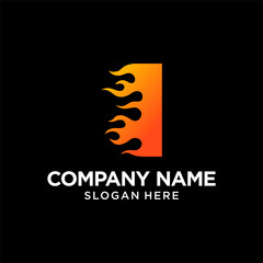 I Letter Flame Logo Design Template Inspiration, vector.
