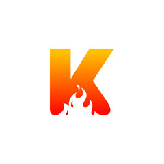K Letter Flame Logo Design Template Inspiration, vector.
