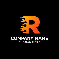 R Letter Flame Logo Design Template Inspiration, vector.